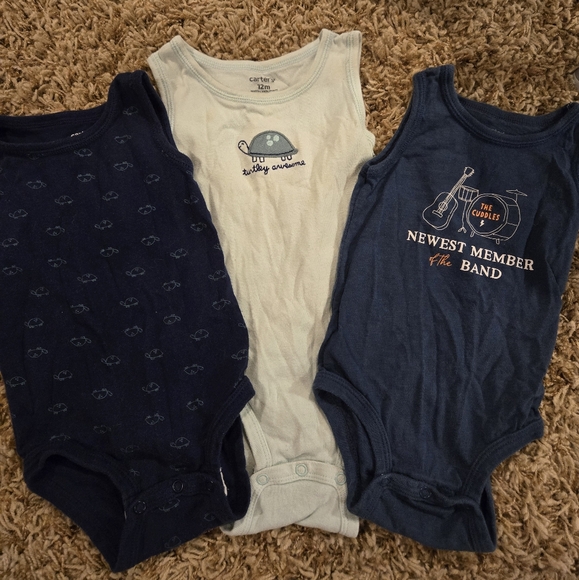3 Tank Top Bodysuits 12 Months - Picture 1 of 8